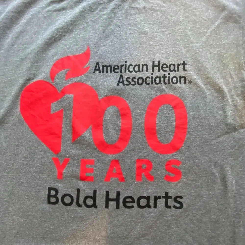 American Heart Association Graphic T Shirt Mens Medium Gray 100 Years Tee